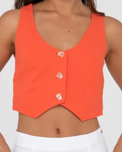 Sicily Button Down Vest Top | Rusty Cheap