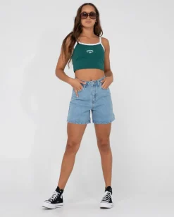 Thriving Graphic Crop Tank Top | Rusty Clearance