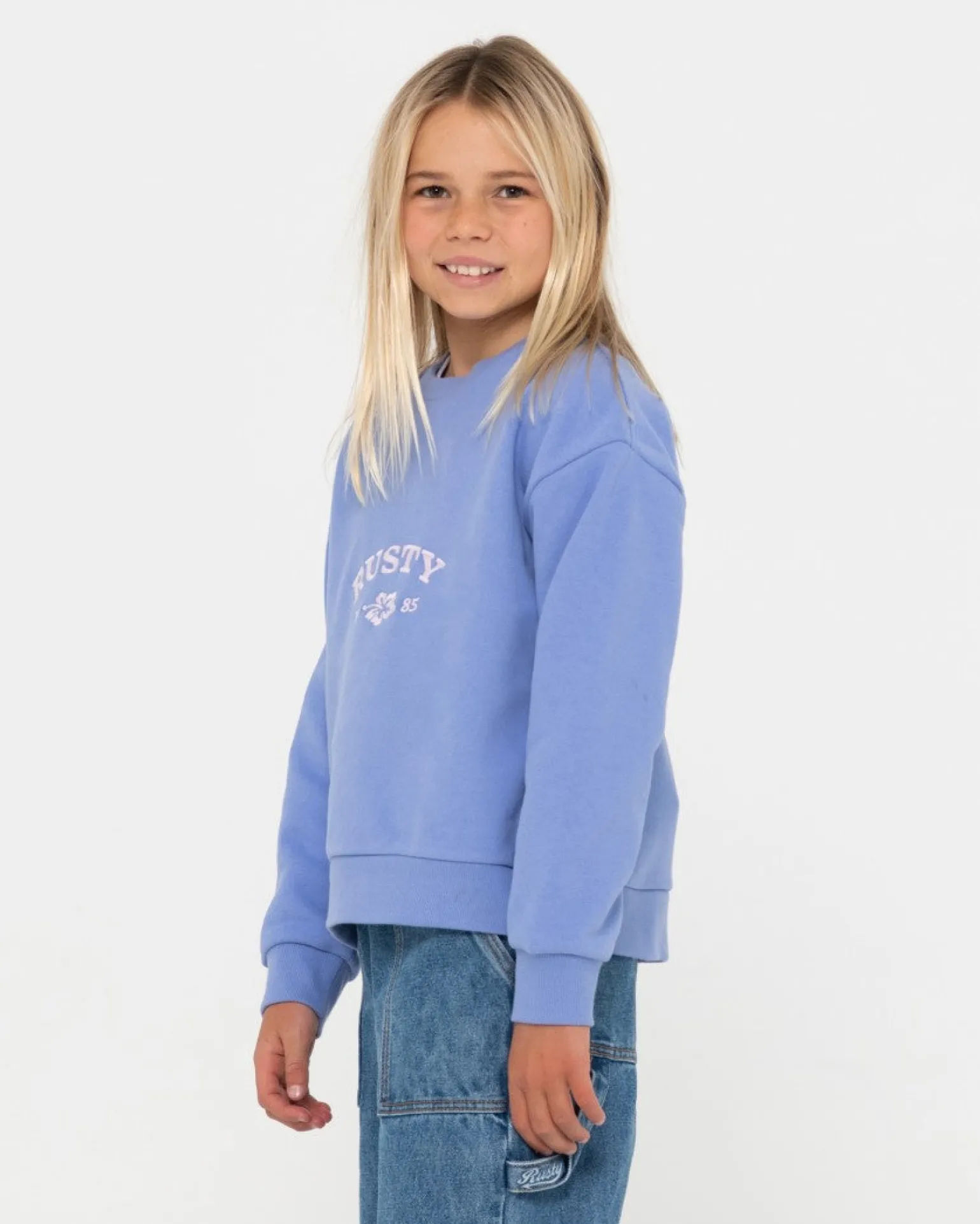 Thriving Relaxed Crew Fleece Girls | Rusty Best Sale