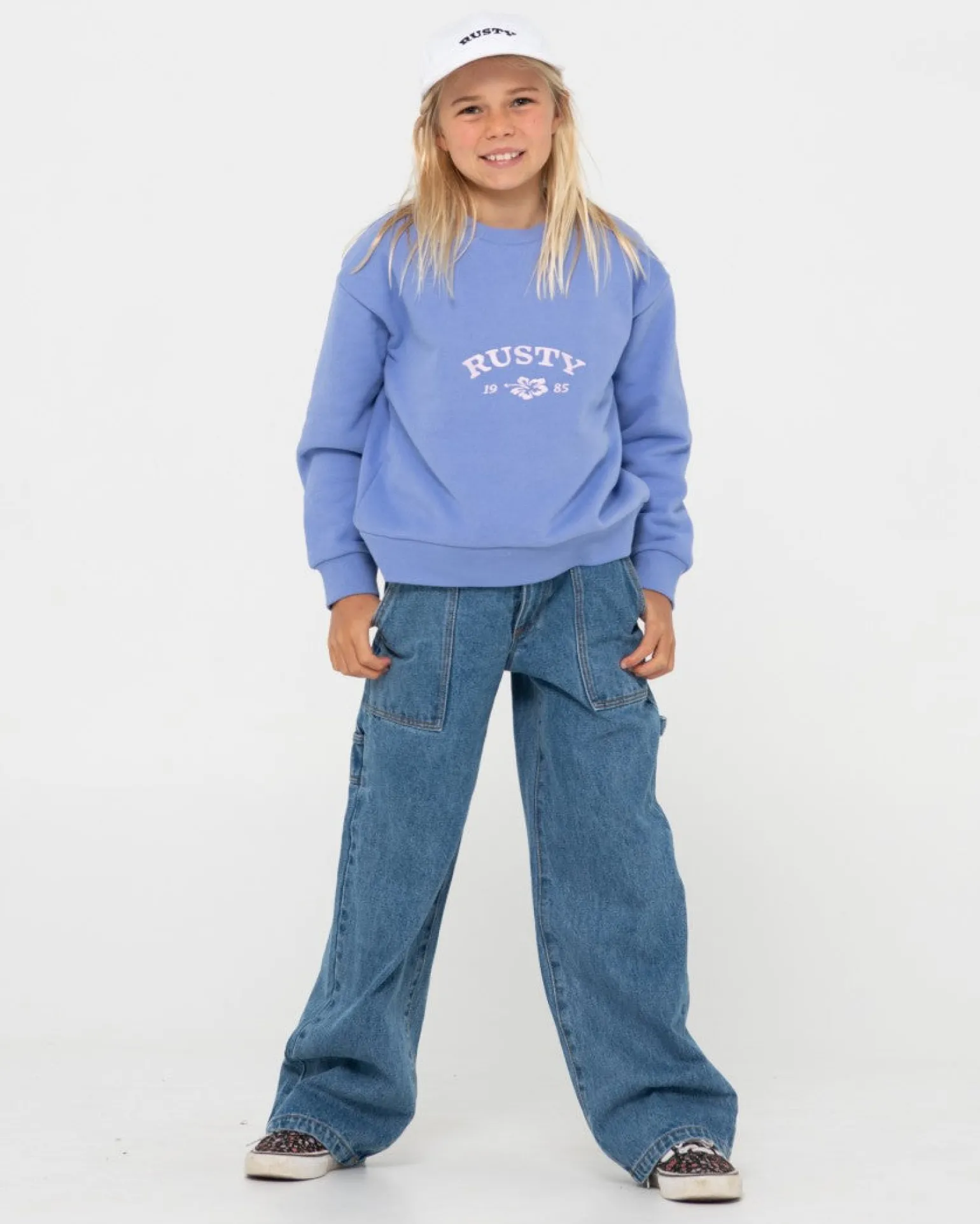 Thriving Relaxed Crew Fleece Girls | Rusty Best Sale