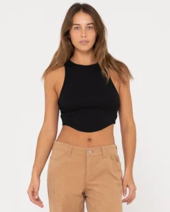 Vicky Curved Hem Crop Tank | Rusty Best