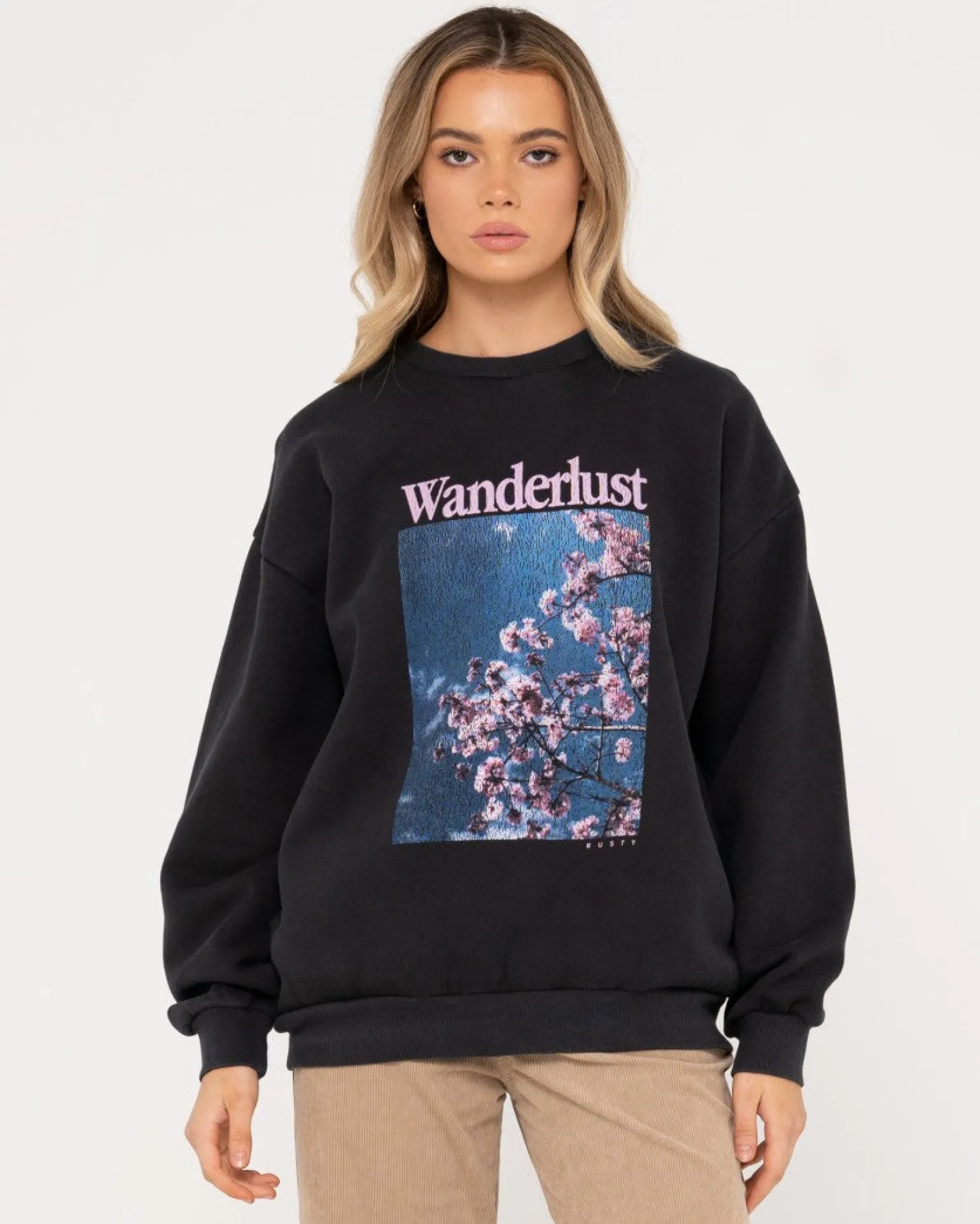 Wanderlust Oversize Graphic Crew Fleece | Rusty Outlet
