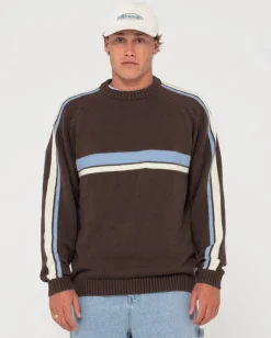 White Lines Crew Neck Knit Sweater | Rusty Online