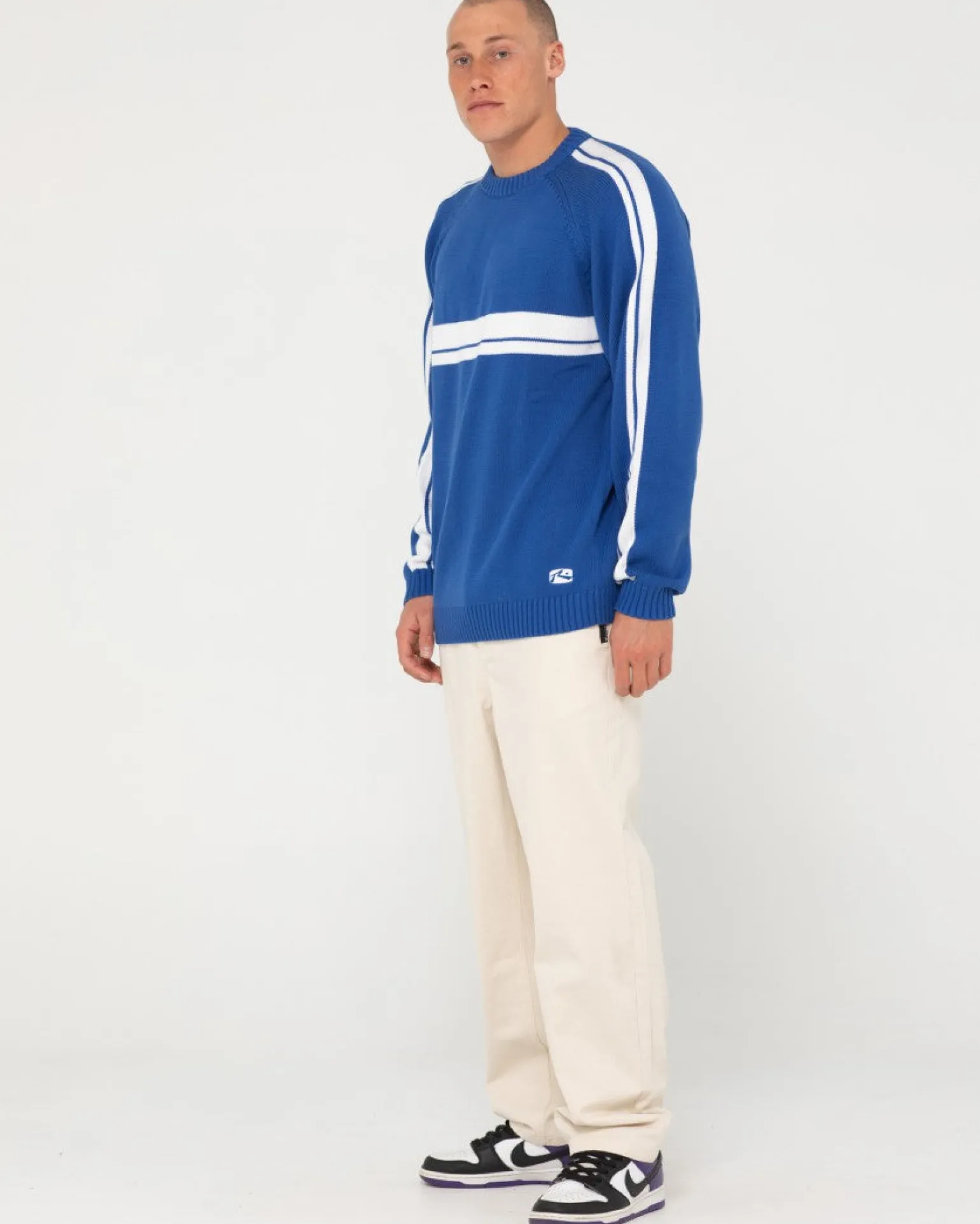 White Lines Crew Neck Knit Sweater | Rusty Flash Sale