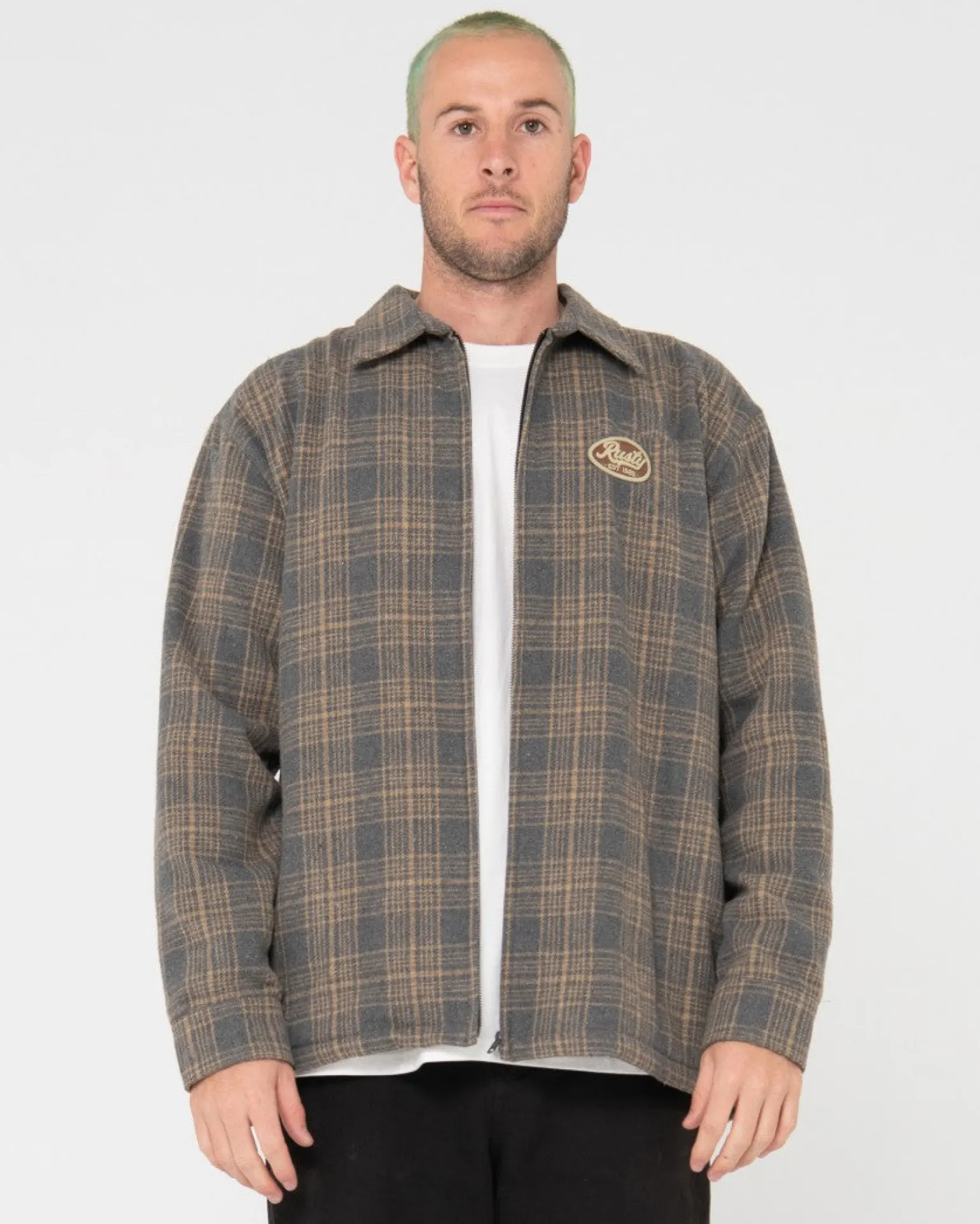 Woodchuck Woven Plaid Zip Up Jacket | Rusty Flash Sale