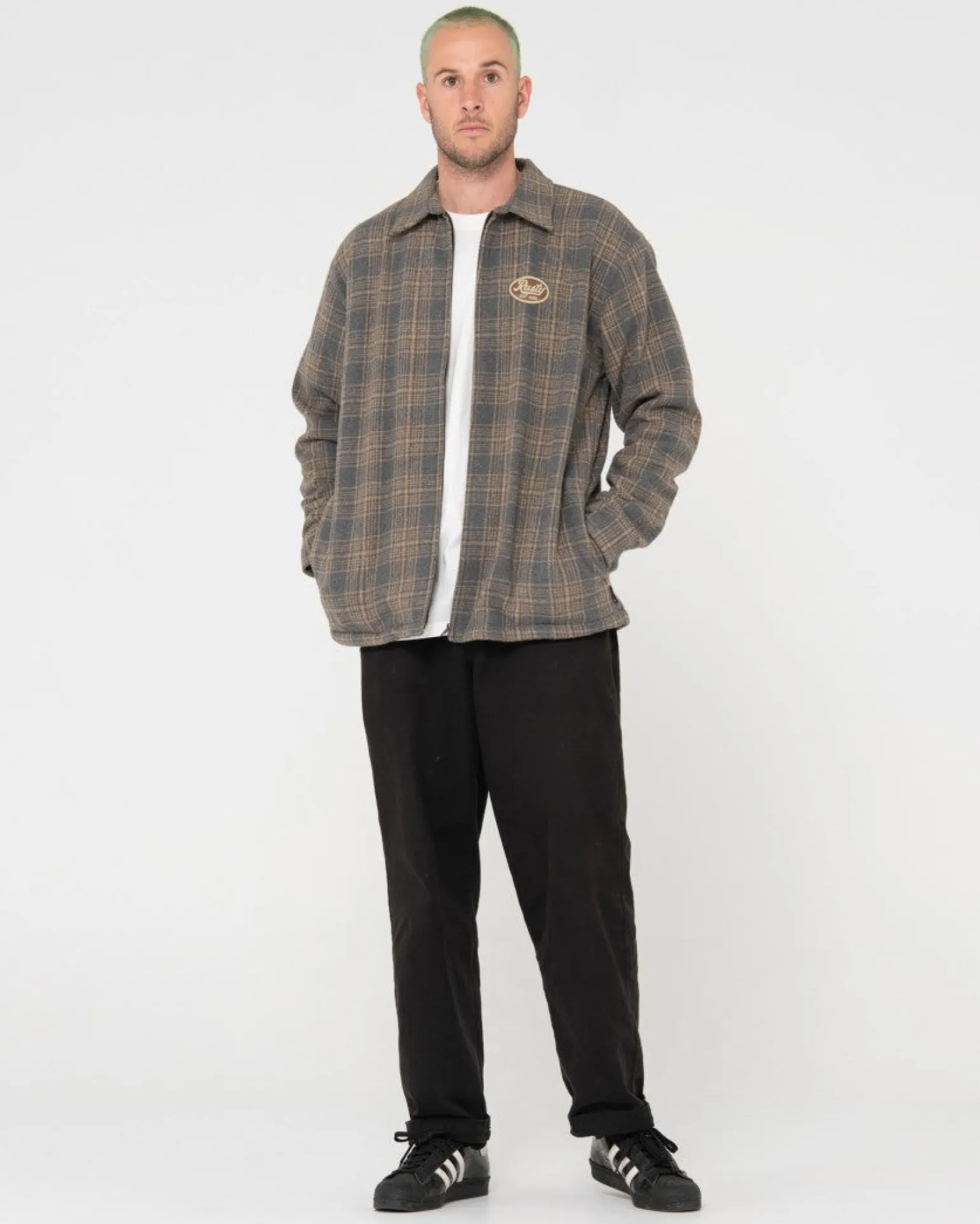 Woodchuck Woven Plaid Zip Up Jacket | Rusty Flash Sale